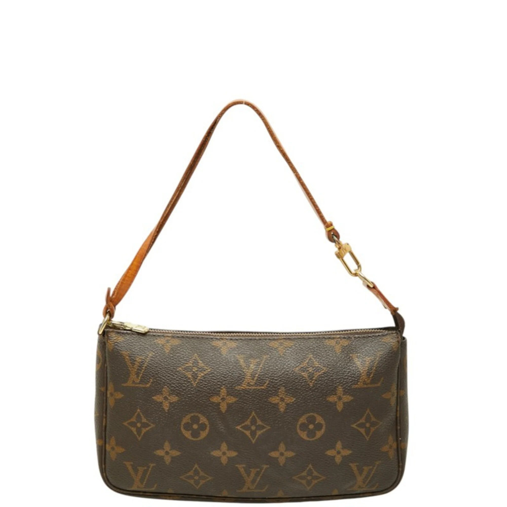 Louis Vuitton Monogram Pochette Accessoires Handbag Pouch M51980 Brown Leathe...